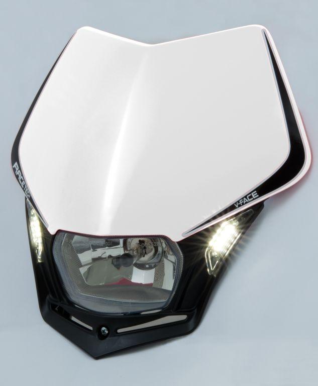 V-FACE LED HEADLIGHT, RTECH R-MASKBNNR009, WHITE/BLACK