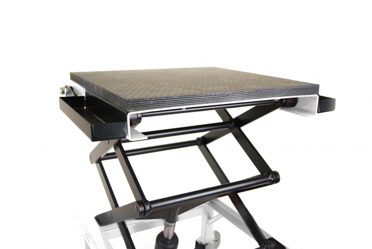 TAGZ WHEEL ABOUT LIFT 150KG (FREIGHT), WHITE/BLACK HYDRAULIC SCISSOR STAND, MAX LIFT WEIGHT 150KG