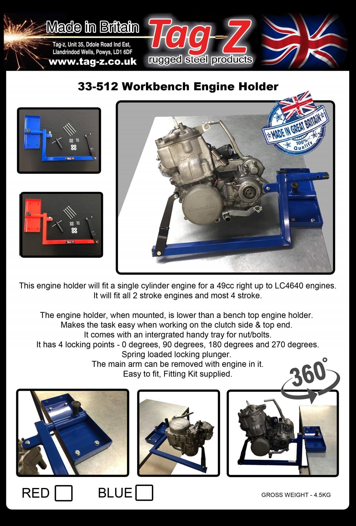ENGINE HOLDER BENCH MOUNTED, BLUE REBUILD HOLDER., ENGINE STAND