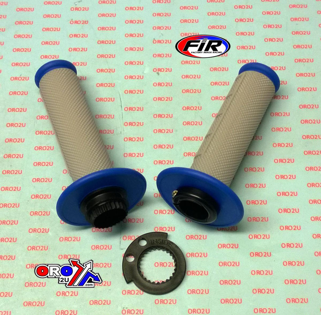 LOCK ON GRIP SET 16-18 KTM HUSQ 4-STROKE, HALF WAFFLE SOFT GREY/BLUE, ODI STYLE, FIR -