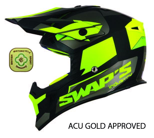 MX HELMET XL 62 BLACK/GREEN, SWAP'S S818 FULL FACE CSW8G1105, !! ACU GOLD APPROVED !!