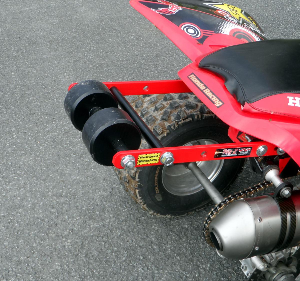 WHEELIE BAR 2 ROLLER TAG-Z GREEN, ATV QUAD WHEELIE SAVER / CATCH, 3.4KG Size 34x22x7cm