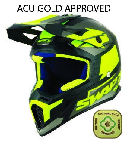 MX HELMET XL 62 BLACK/GREEN, SWAP'S S818 FULL FACE CSW8G1105, !! ACU GOLD APPROVED !!