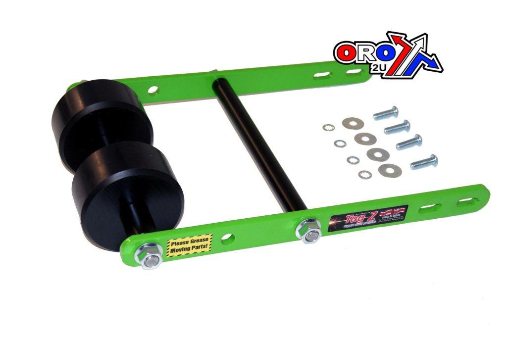 WHEELIE BAR 2 ROLLER TAG-Z GREEN, ATV QUAD WHEELIE SAVER / CATCH, 3.4KG Size 34x22x7cm
