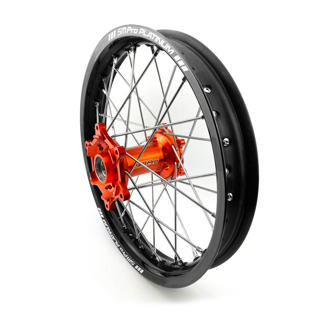 18x2.15 WHEEL KTM BLK/ORANGE, MX-5031 BLACK RIM, ORANGE HUB, SP052.06.84.01.99 GLOSS RIM