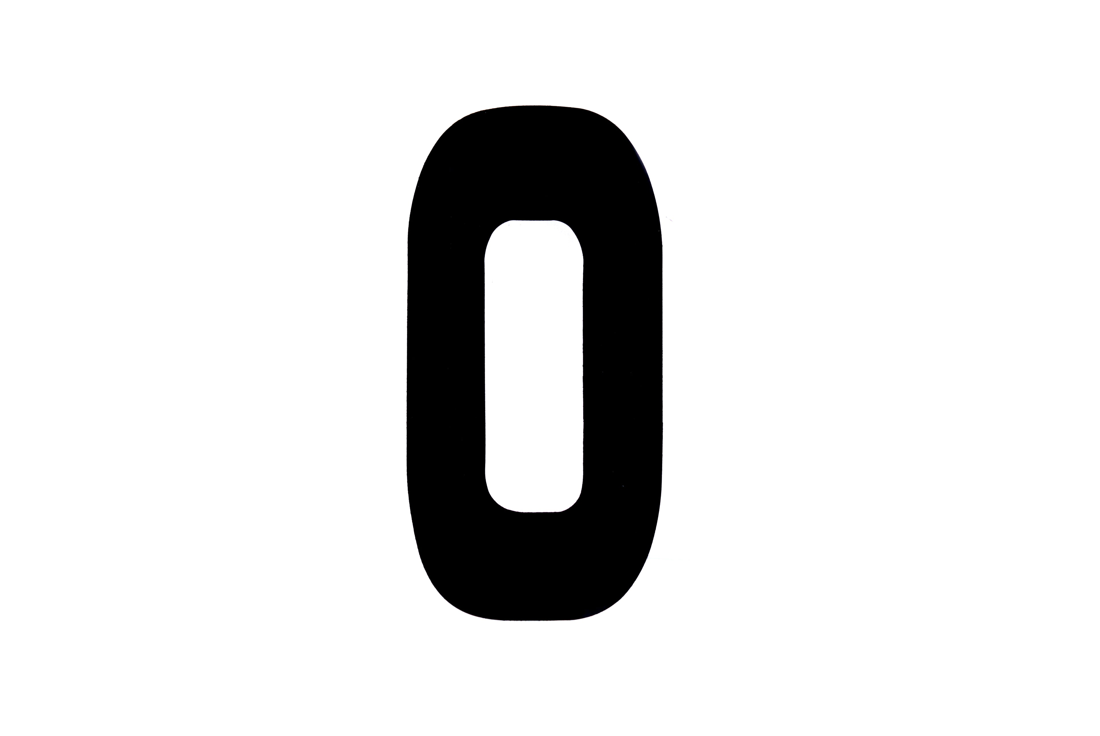 RACE NUMBERS - 0 ZERO - BLACK, PACK OF 25 / 15cm 6 / VINYL STICKER