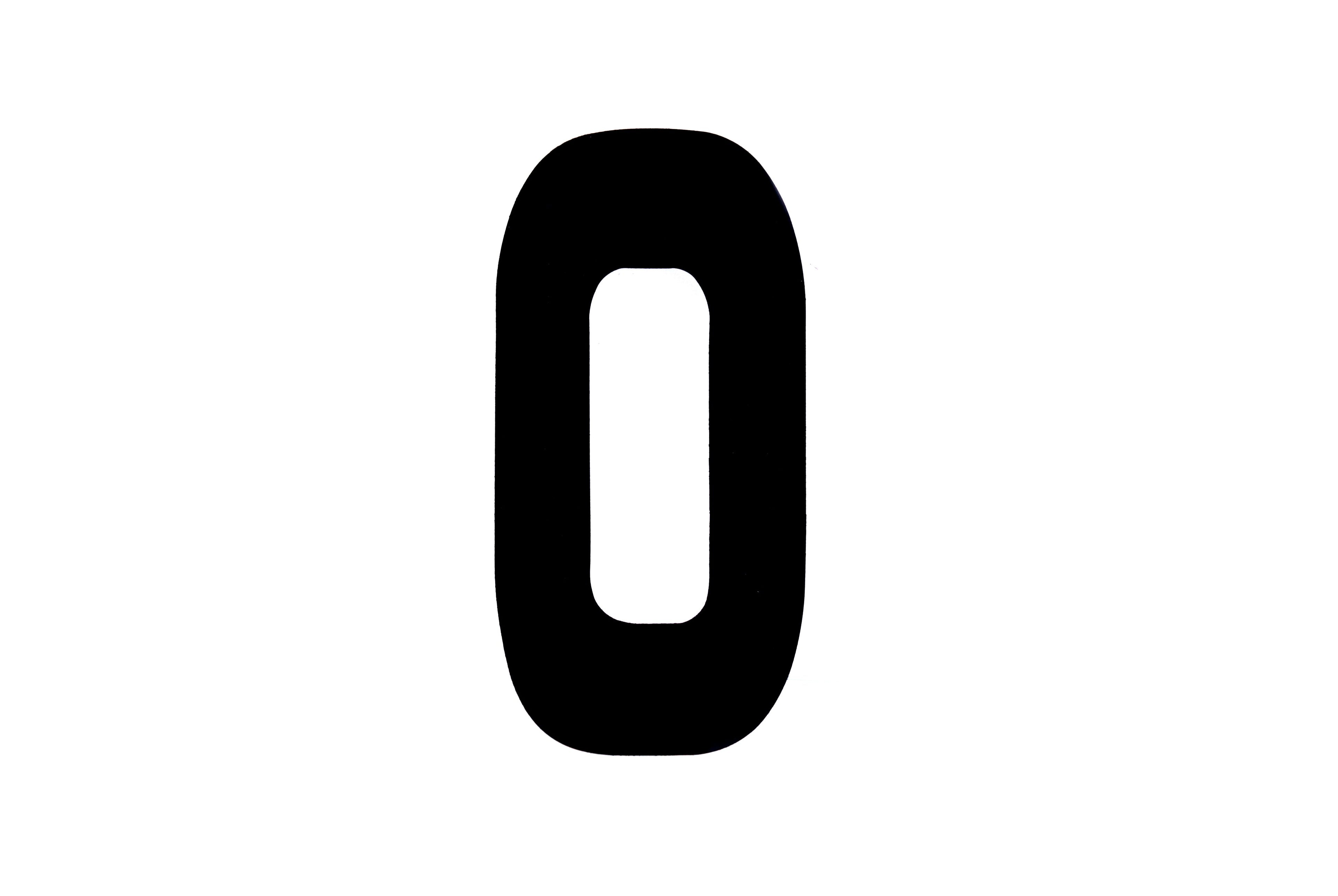 RACE NUMBERS - 0 ZERO - BLACK, EACH / 15cm 6 / VINYL STICKER