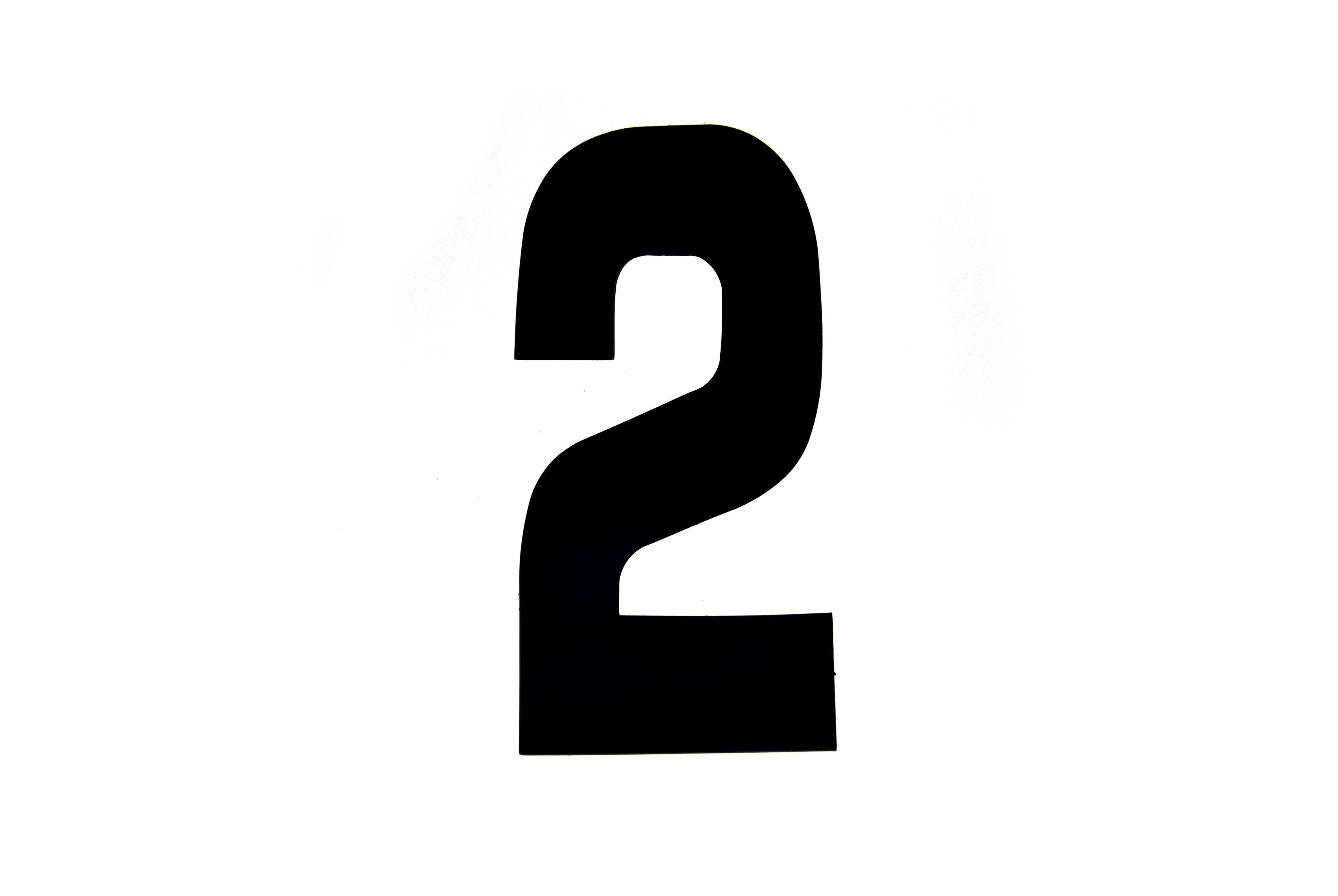 RACE NUMBERS - 2 TWO - BLACK, PACK OF 25 / 15cm 6 / VINYL STICKER