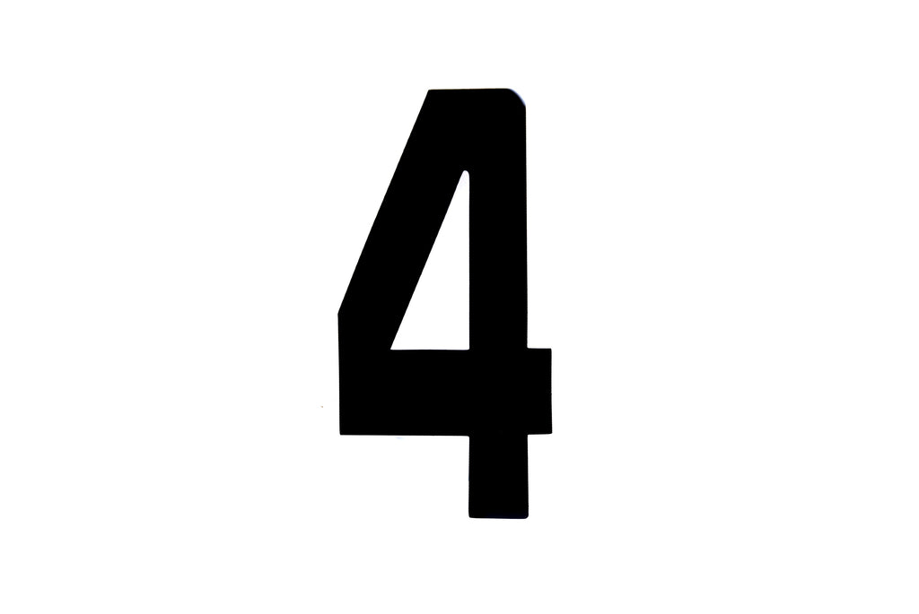 RACE NUMBERS - 4 FOUR - BLACK, PACK OF 100 / 15cm 6 / VINYL STICKER