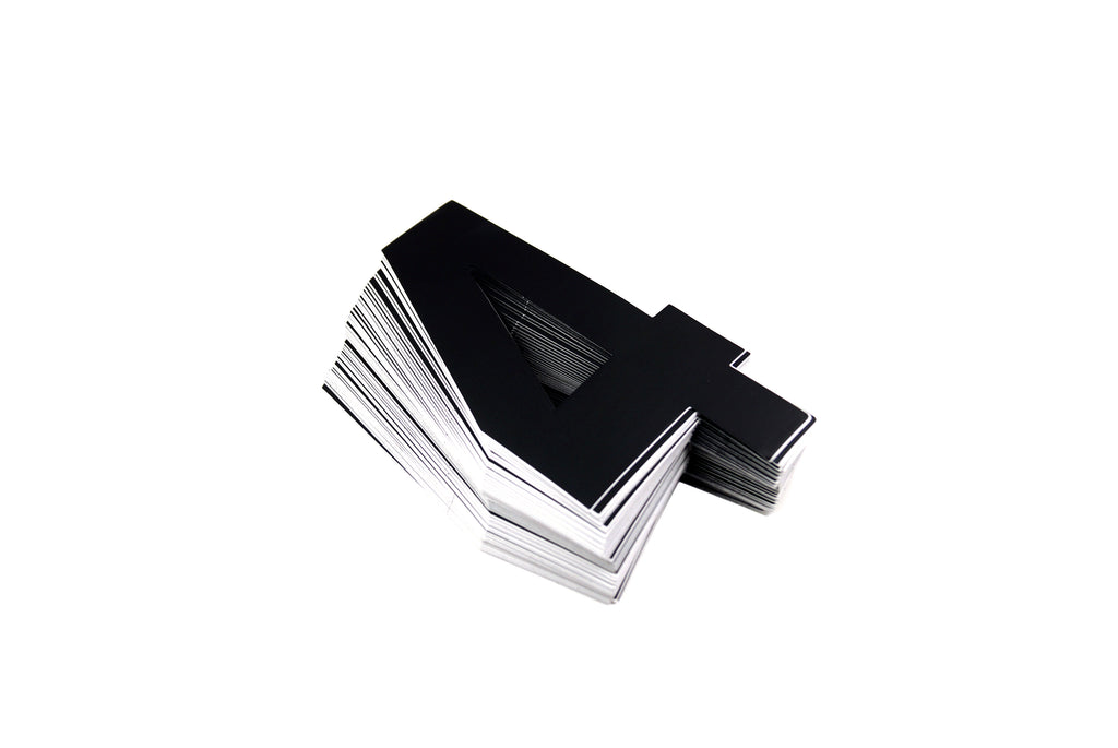 RACE NUMBERS - 4 FOUR - BLACK, PACK OF 25 / 15cm 6 / VINYL STICKER