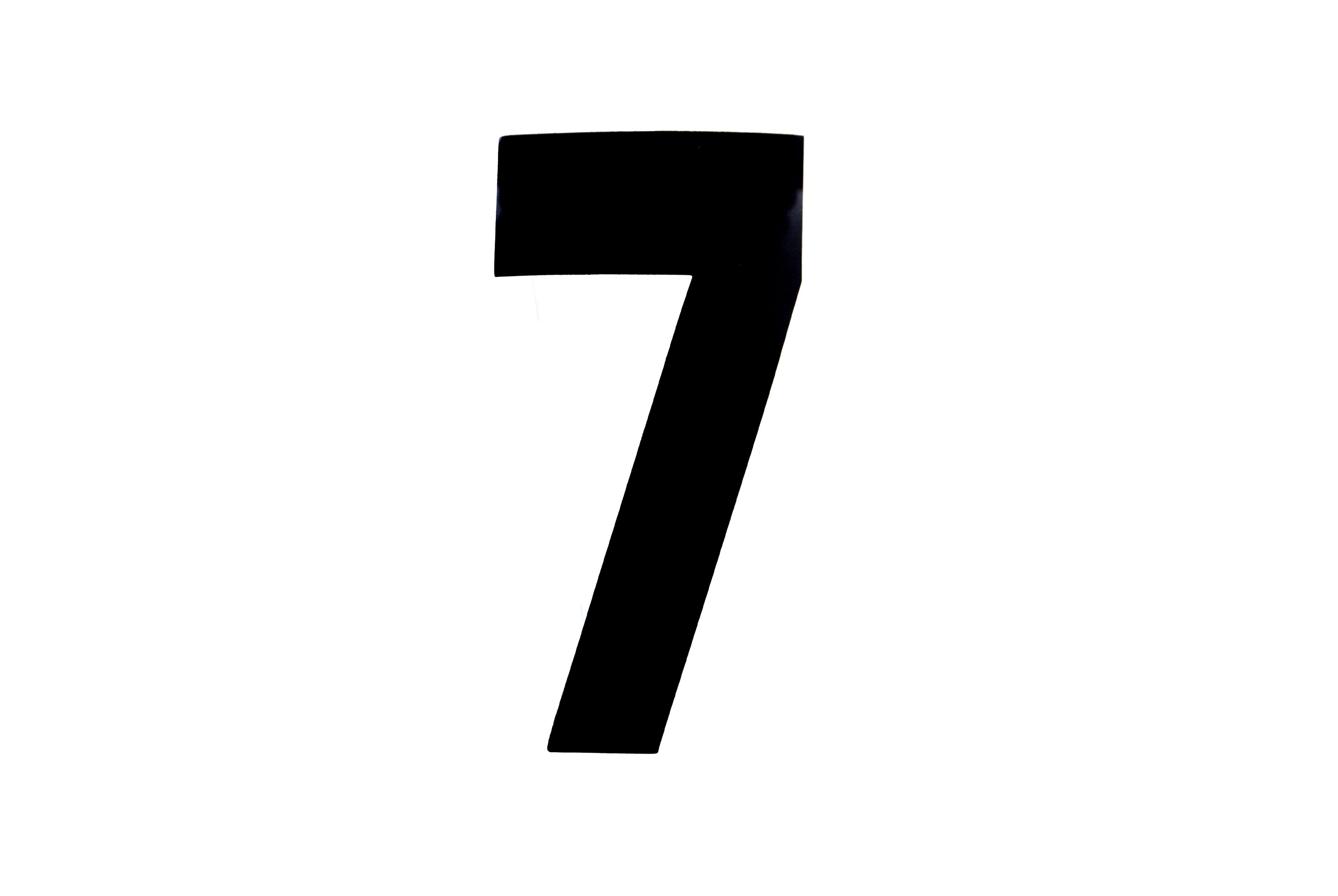RACE NUMBERS - 7 SEVEN - BLACK, PACK OF 25 / 15cm 6 / VINYL STICKER