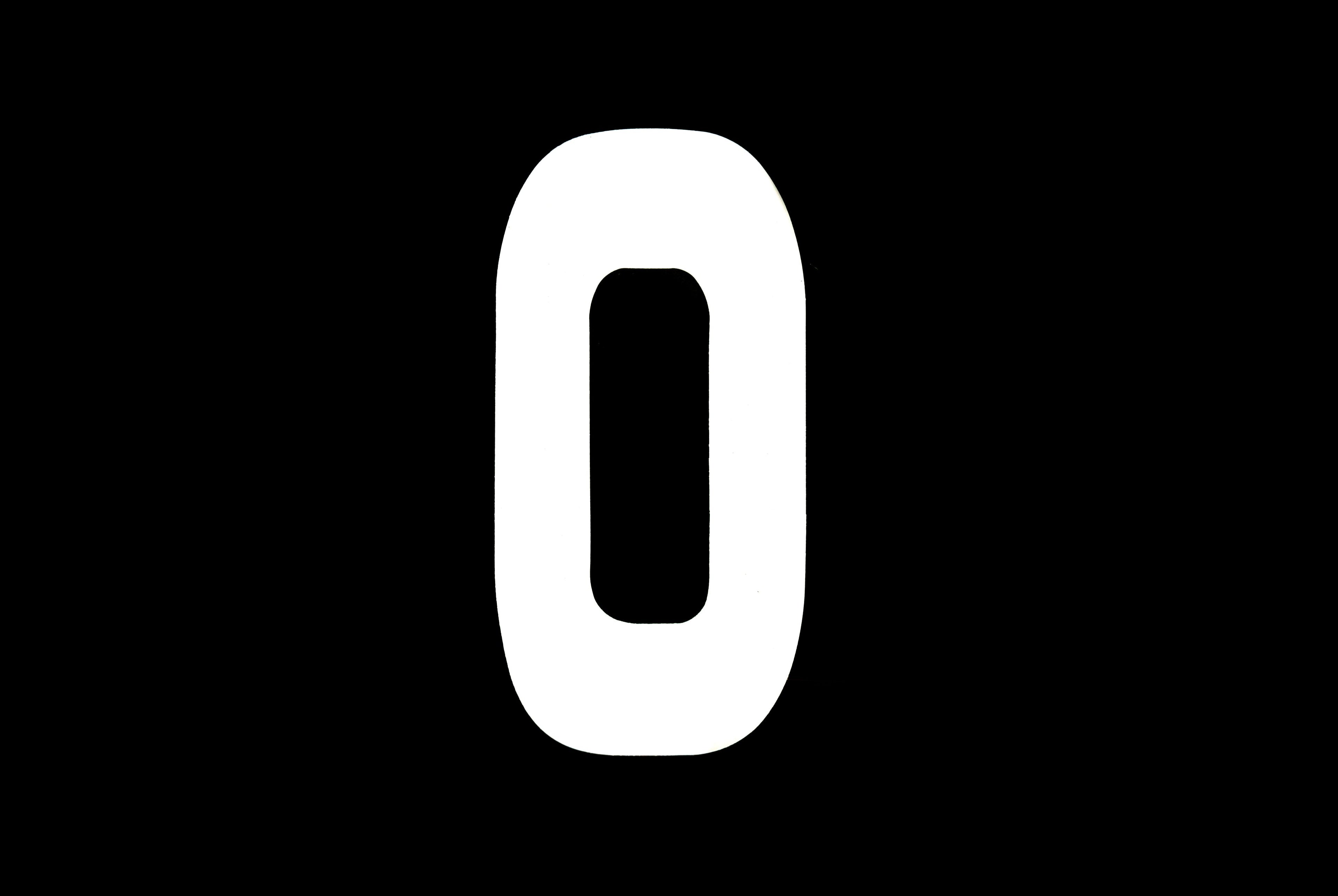 RACE NUMBERS - 0 ZERO - WHITE, EACH / 15cm 6 / VINYL STICKER