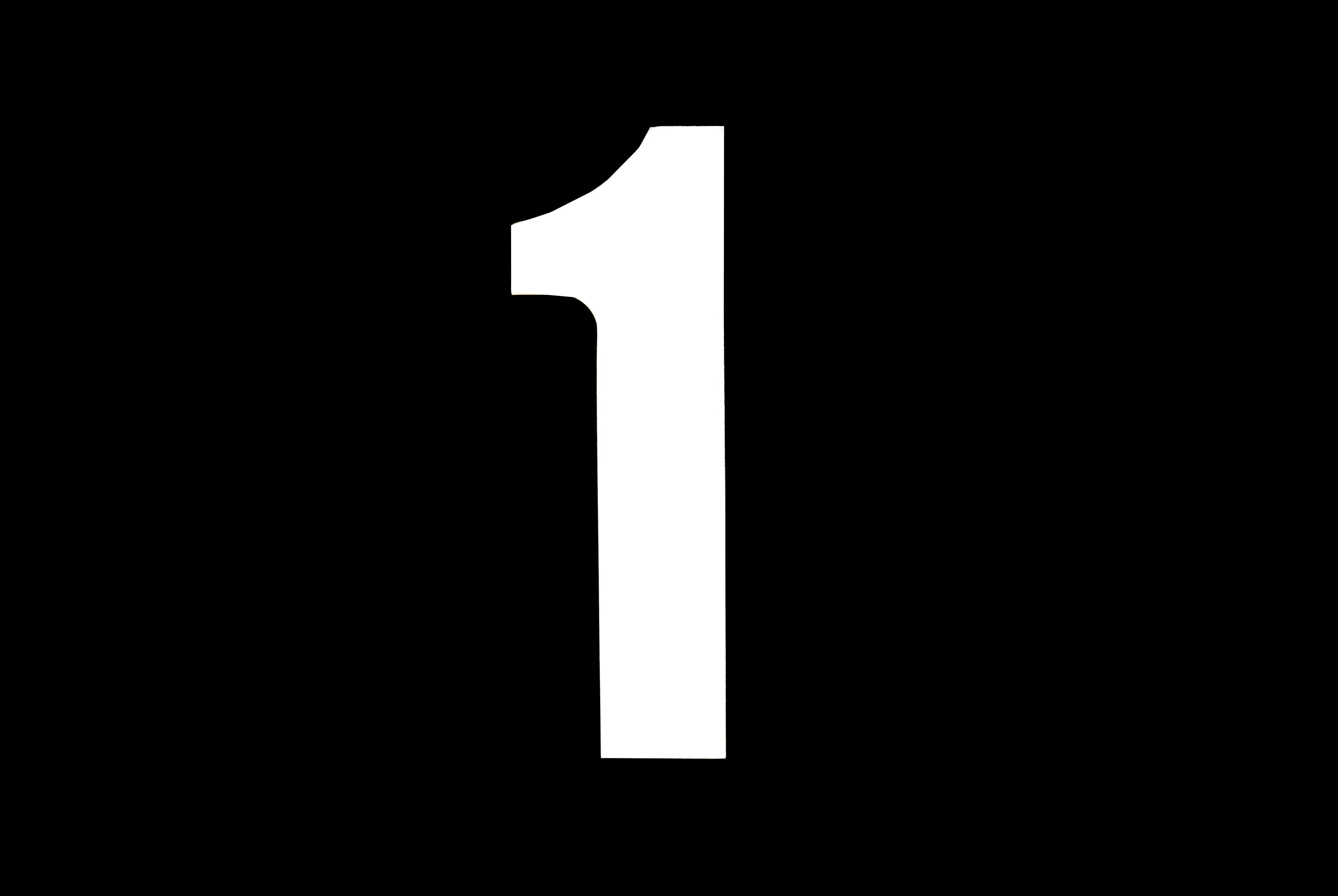 RACE NUMBERS - 1 ONE - WHITE, EACH / 15cm 6 / VINYL STICKER