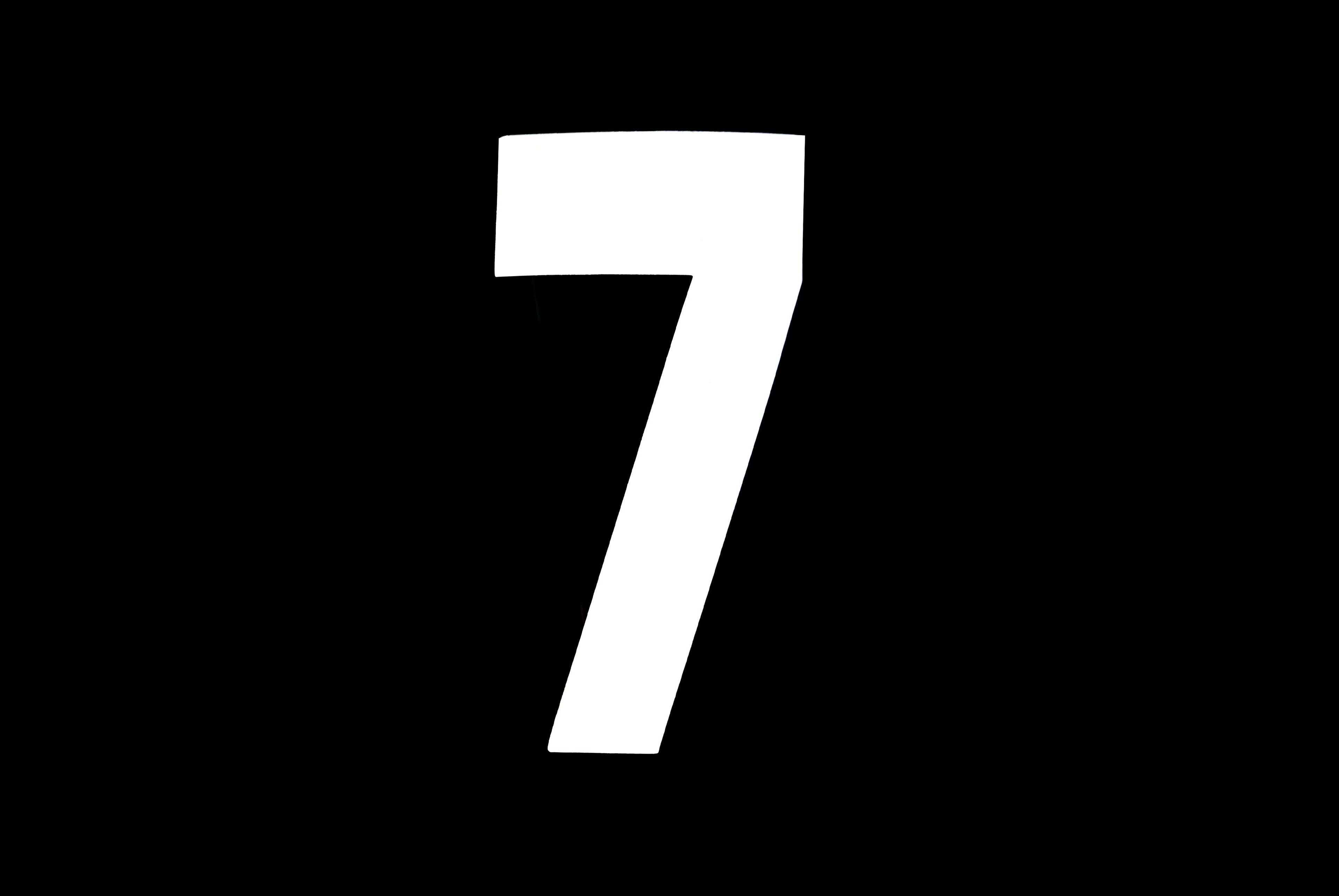 RACE NUMBERS - 7 SEVEN - WHITE, EACH / 15cm 6 / VINYL STICKER