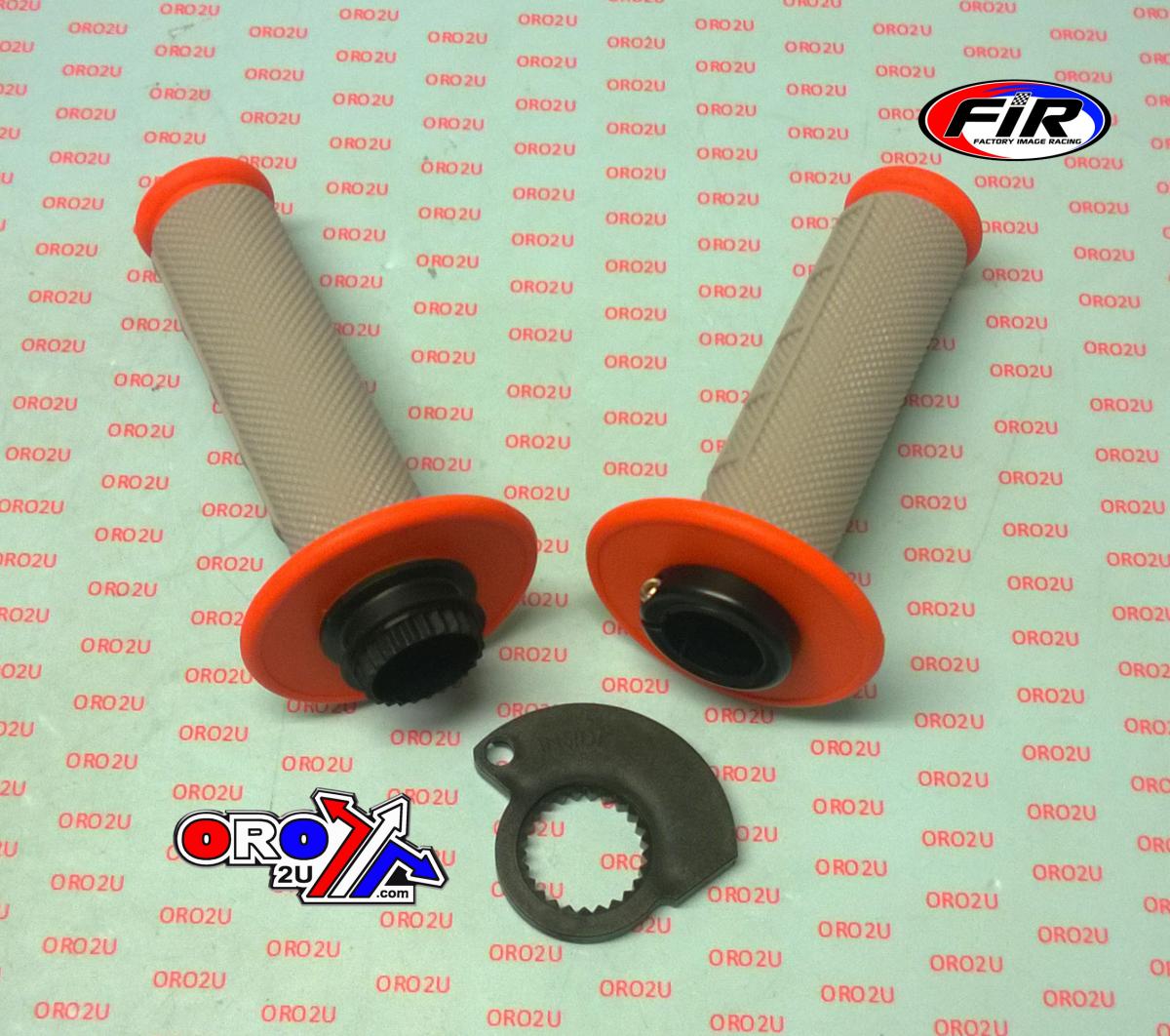 LOCK ON GRIP SET 17-22 KTM HUSQ 2-STROKE, HALF WAFFLE SOFT GREY/ORANGE, ODI STYLE, FIR -