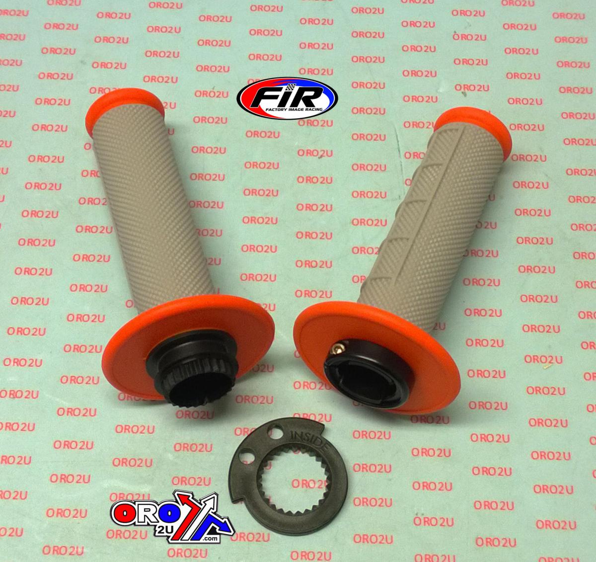 LOCK ON GRIP SET 16-18 KTM HUSQ 4-STROKE, HALF WAFFLE SOFT GREY/ORANGE, ODI STYLE, FIR -