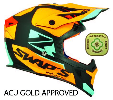 MX HELMET XL 62 BLACK/ORANGE, SWAP'S S818 FULL FACE CSW7G5105, !! ACU GOLD APPROVED !!