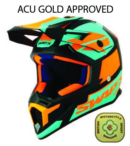 MX HELMET XL 62 BLACK/ORANGE, SWAP'S S818 FULL FACE CSW7G5105, !! ACU GOLD APPROVED !!