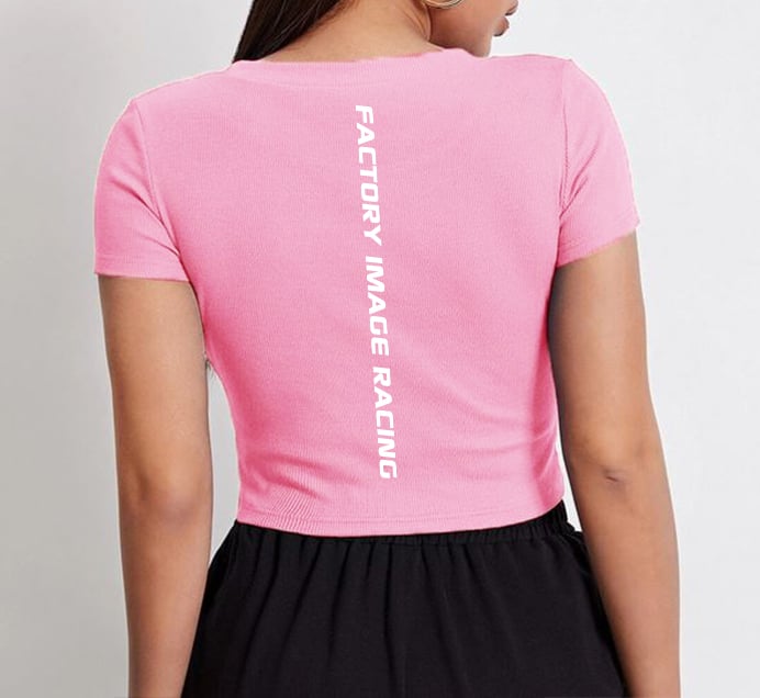 Fir Ladies Cropped Tee Pink Cotton Size l