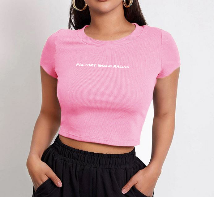 Fir Ladies Cropped Tee Pink Cotton Size S