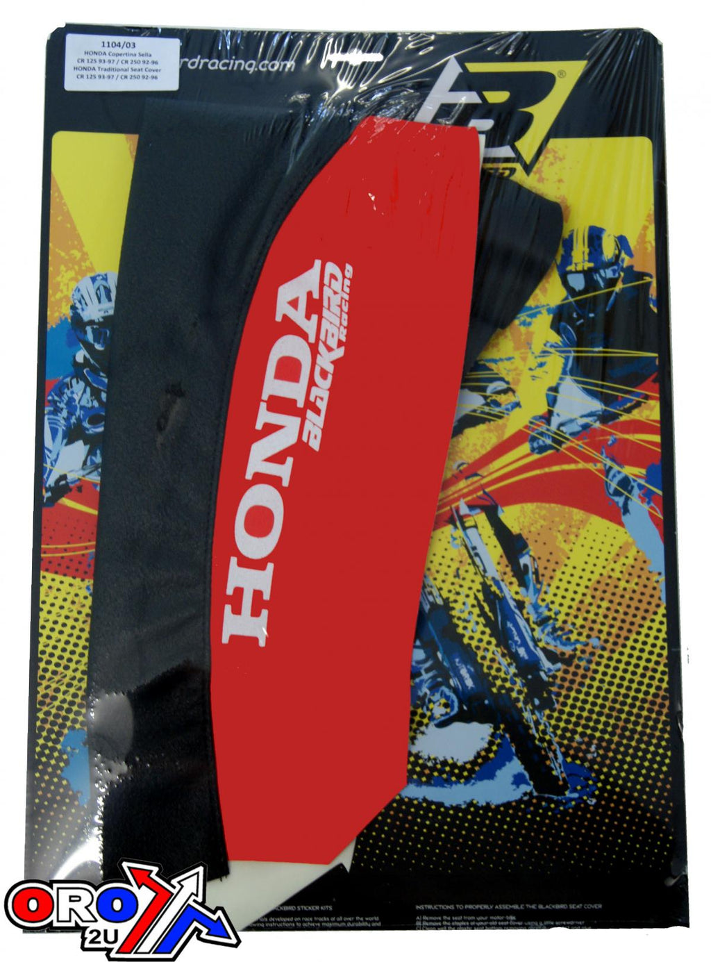 92-97 CR125/CR250 BLACKBIRD, TRADITIONAL SEAT COVER BLK/RED, 1104/03