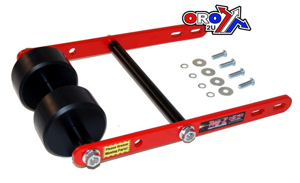 WHEELIE BAR 2 ROLLER TAG-Z RED, ATV QUAD WHEELIE SAVER / CATCH, 3.4KG Size 34x22x7cm