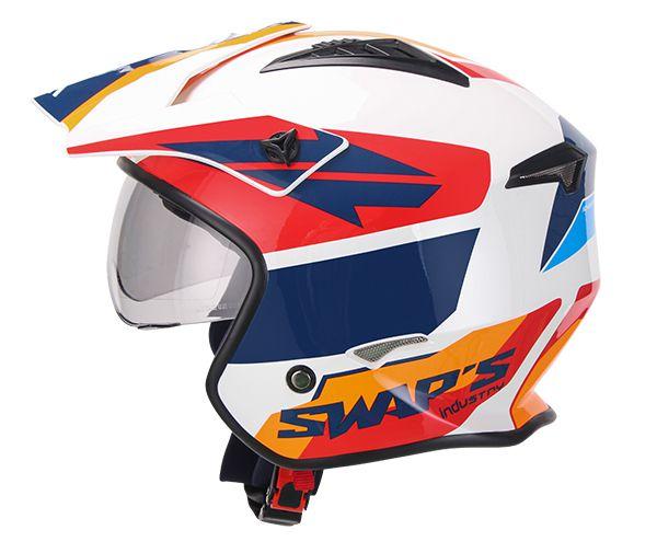 HELMET JET - Small 56cm White/Red/Blue, SWAPS S769, JTR2G1502