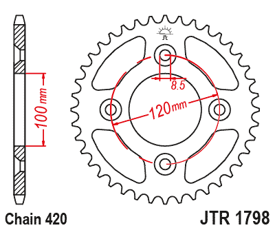 REAR SPROCKET STEEL JTA1798.47BLK YAMAHA YZ 65 18-24