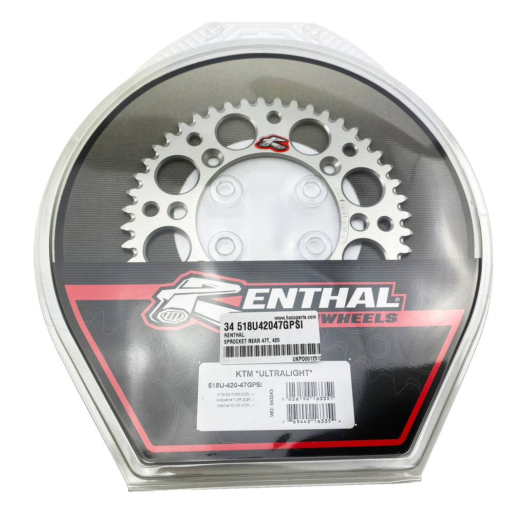 REAR SPROCKET ALLOY RENTHAL 47T, 2025 GASGAS/HUSQVARNA/KTM, ULTRALITE 518U-420-47GPSI