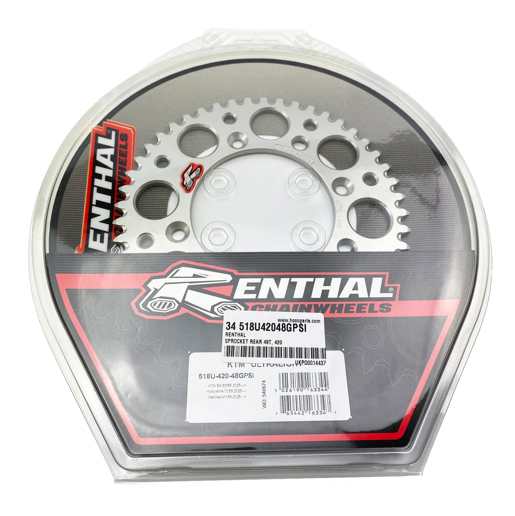 REAR SPROCKET ALLOY RENTHAL 48T, 2025 GASGAS/HUSQVARNA/KTM, ULTRALITE 518U-420-48GPSI