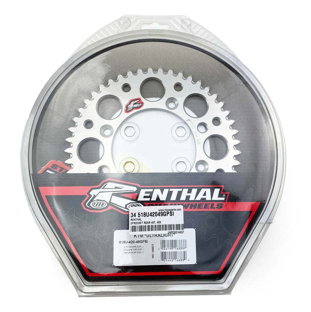 REAR SPROCKET ALLOY RENTHAL 49T, 2025 GASGAS/HUSQVARNA/KTM, ULTRALITE 518U-420-49GPSI