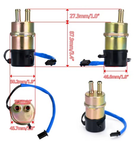 Fuel Pump 10mm Outlets 12V Honda Kawasaki Yamaha Suzuki 49040-1061 49040-1057 49040-0003
