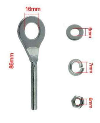 16mm M6 CHAIN ADJUSTER TENSIONER (EACH) STEEL BZP 40543-437-000/95014-12100