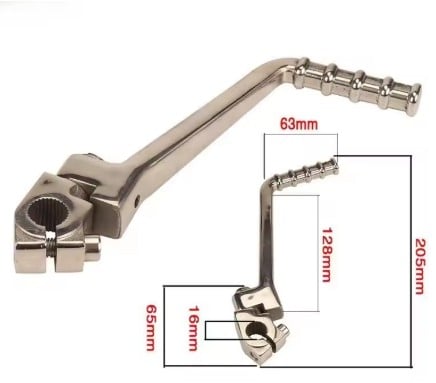 KICK START LEVER 16mm SHAFT SILVER KAWASAKI KX60 65 80 100 13064-1154