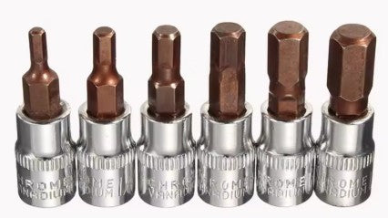 6PCS 1/4 INCH S2 DRIVE HEX BIT SOCKETS SET H3 H4 H5 H6 H7 H8
