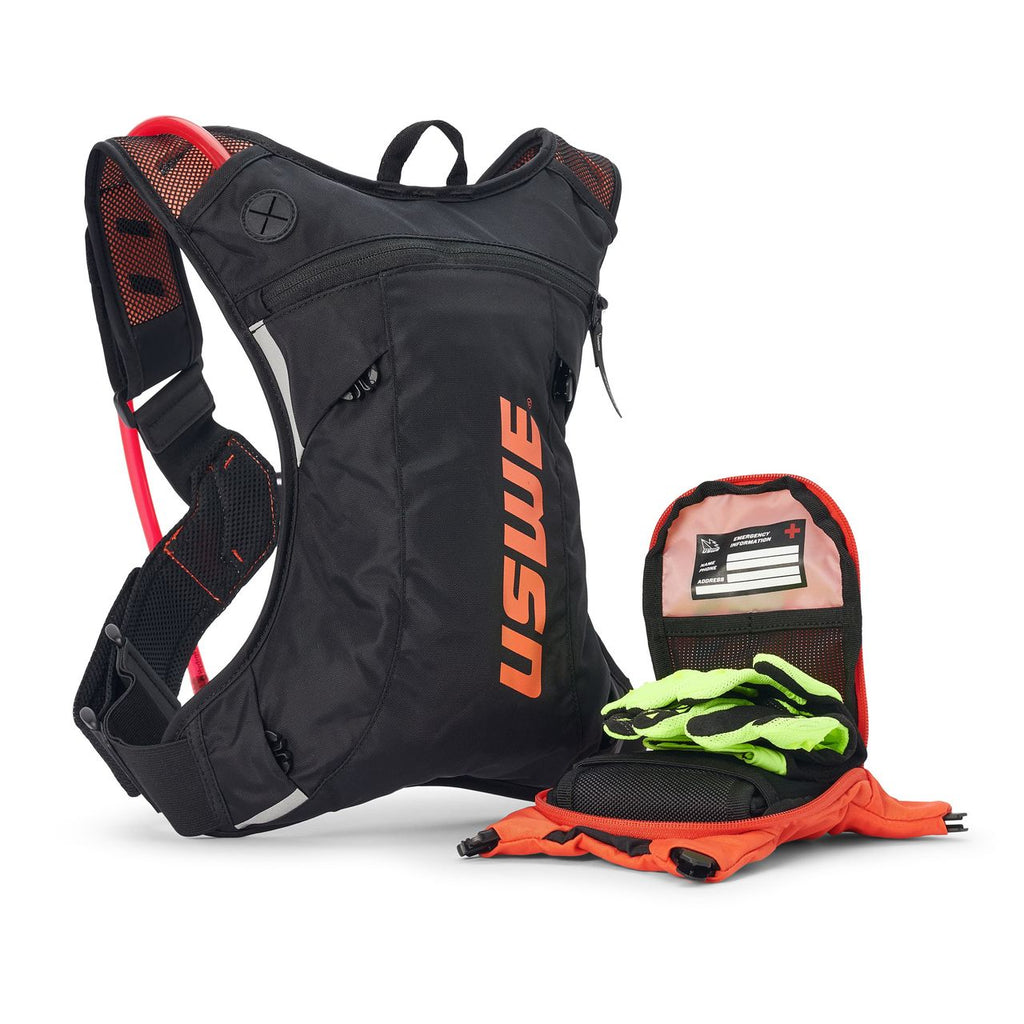 Moto Hydro 3L Dirt Biking Hydration Pack - Black/Orange - USWE 5203090038