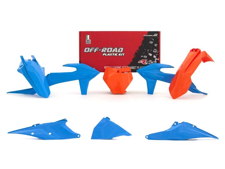 PLASTIC KIT/6 2019-22 KTM SX/SXF, ORANGE/VINTAGE LIGHT BLUE, RTECH R-KITKTM-CL0-599