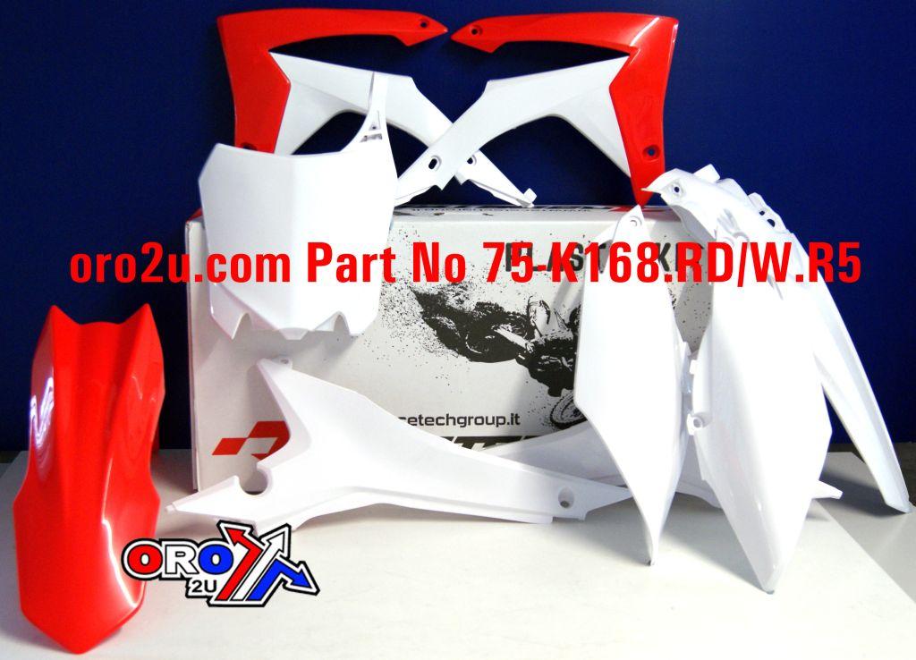 PLASTIC KIT/6 13-16 CRF250 450, RED/WHITE RTECH CRF450, R-KITCRF-OEM-517