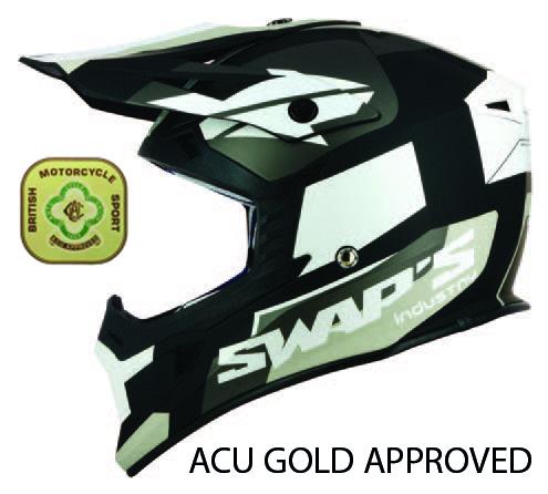 MX HELMET XL 62 BLACK/WHITE, SWAP'S S818 FULL FACE CSW5G1105, !! ACU GOLD APPROVED !!
