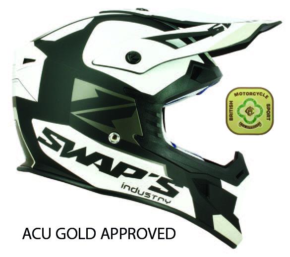 MX HELMET XL 62 BLACK/WHITE, SWAP'S S818 FULL FACE CSW5G1105, !! ACU GOLD APPROVED !!