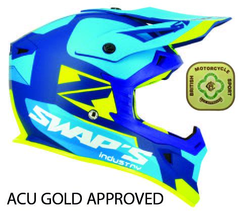MX HELMET XL 62 BLUE/YELLOW, SWAP'S S818 FULL FACE CSW3G4105, !! ACU GOLD APPROVED !!