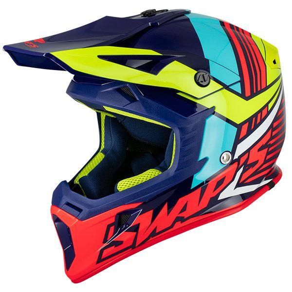 MX HELMET XL 62 BLUE/YELLOW 21, SWAP'S S818 FULL FACE CSW9G0105, !! ACU GOLD APPROVED !!