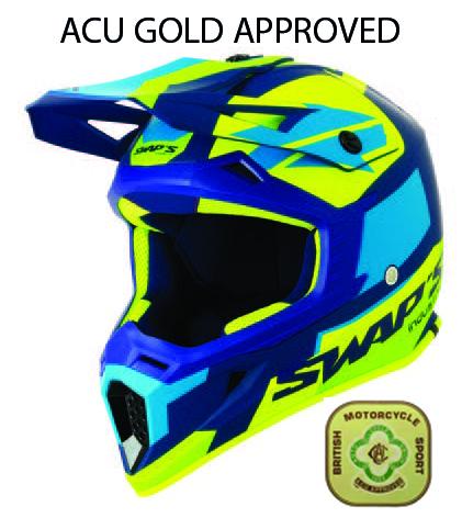 MX HELMET XL 62 BLUE/YELLOW, SWAP'S S818 FULL FACE CSW3G4105, !! ACU GOLD APPROVED !!