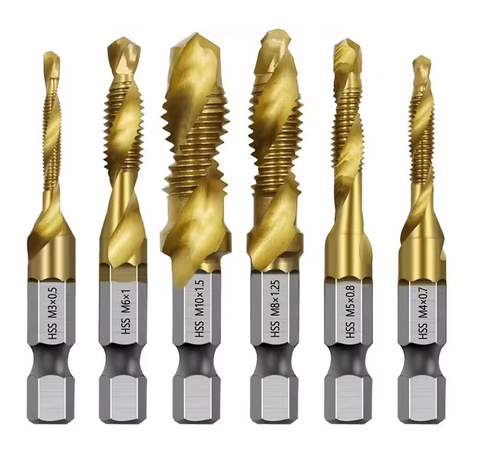 TITANIUM PLATED HSS TAP DRILL BITS 6Pcs - HIGH SPEED STEEL