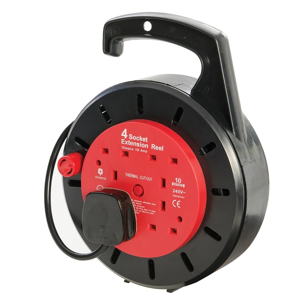 EXTENSION LEAD, CASSETTE CABLE REEL 10A, 4-GANG 10M