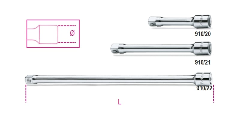 3/8 Drive Extension Bar 250mm - Beta Tools 910/22