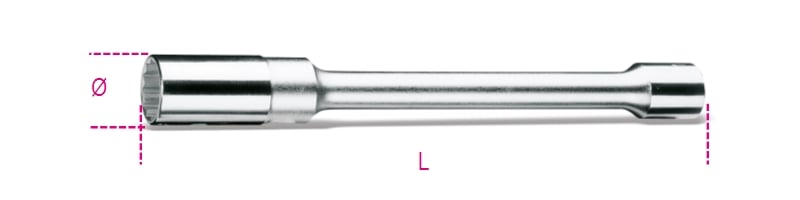 1/2 Square Drive Spark Plug Socket Bi-Hex Long Series 16mm - Beta Tools 956L 16