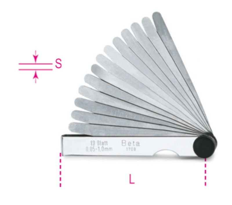 Metric Feeler Gauges with Steel Blades 0.05-1.0mm - Beta Tools 1708/13