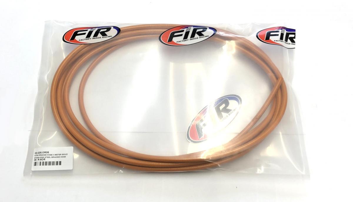 KTM ORANGE HOSE 5 METER 600-03, STAINLESS STEEL BRAIDED HOSE, 600-03OR / PTFE / PVC COVERED, BUILDALINE