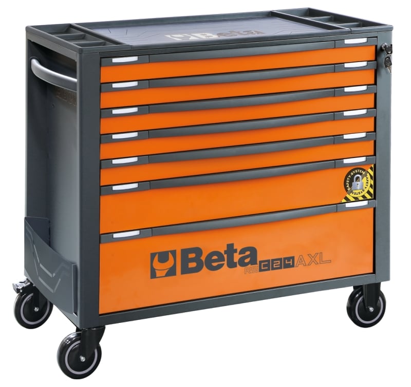 Mobile Roller Cab 7 Drawers Anti-Tilt System Long Model 1000kg Capacity - Beta Tools RSC24AXL/7-R